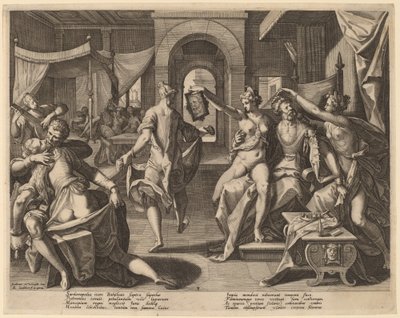 Sardanapalus blant konkubinene, 1589. av Raphael Sadeler