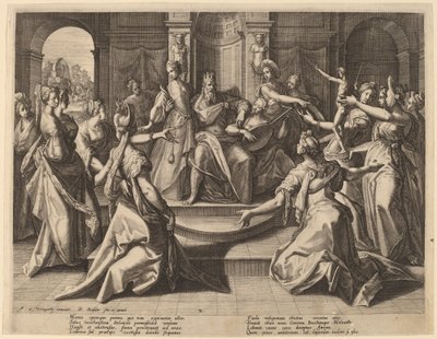 Salomo ledet til avgudsdyrkelse av sine koner, 1589. av Raphael Sadeler