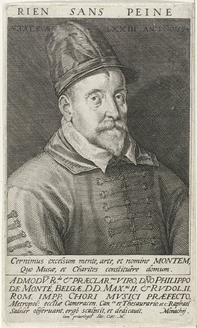 Portrett av komponisten Philippe de Monte 1521-1603, 1594 av Raphael Sadeler the Elder