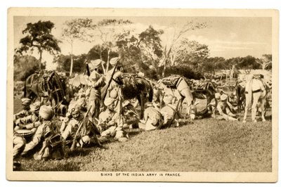 Sikher fra den indiske hæren i Frankrike, 1914-15 (sepia-bilde) av Raphael Tuck and Sons