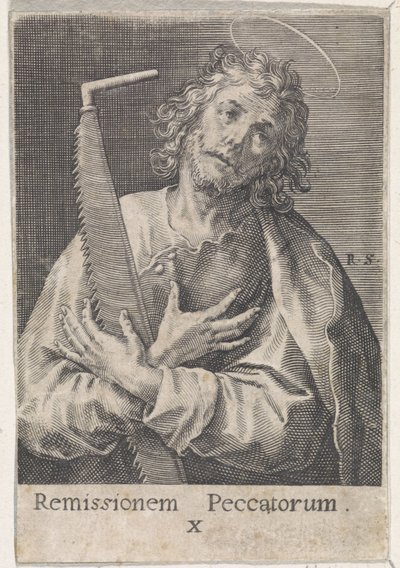Apostelen Simon ildsjelen Kristus, Maria og de tolv apostler (serietittel) av Raphaël Sadeler (I)