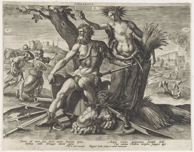 Kolerisk temperament (tittel på objekt) Vier temperamenten (serietittel) av Raphaël Sadeler (I)