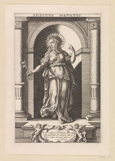 Religionens gave Spiritvs Pietatis (tittel på objekt) Seven Gifts of the Holy Spirit (serietittel) av Raphaël Sadeler (I)