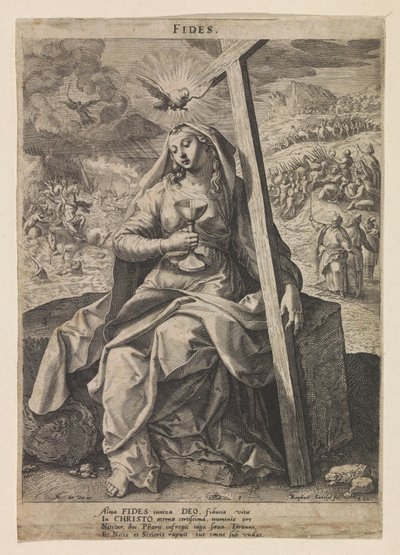 Tro Fides (tittel på objekt) Seks kristne dyder (serietittel) av Raphaël Sadeler (I)
