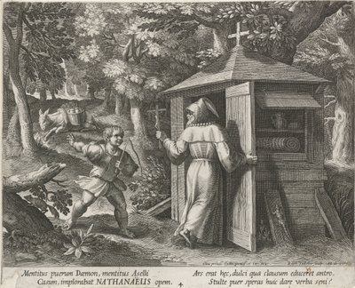 Saint Bartholomew som eremitt Eremitter (serietittel) Oraculum Anachoreticum (serietittel) av Raphaël Sadeler (I)