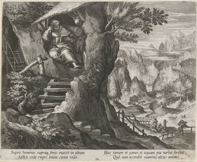 Saint Sabas som eremitt Eremitter (serietittel) Oraculum Anachoreticum (serietittel) av Raphaël Sadeler (I)