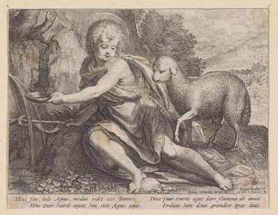 Døperen Johannes som ung mann ved en brønn av Raphaël Sadeler (I)