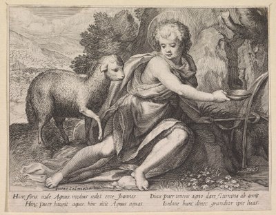 Døperen Johannes som ungdom ved en brønn av Raphaël Sadeler (I)
