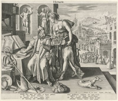 Middelalder under påvirkning av ære Ære (tittel på objekt) The Four Ages (serietittel) av Raphaël Sadeler (I)