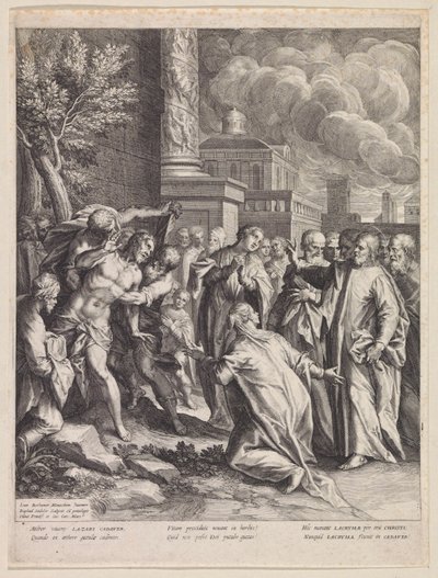 Oppdragelse av Lasarus av Raphaël Sadeler (I)