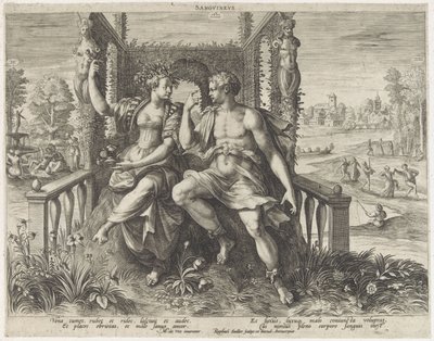 Sanguinisk temperament Sanguineus (tittel på objekt) Vier temperamenten (serietittel) av Raphaël Sadeler (I)