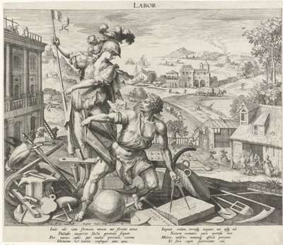 Arbeidspåvirket modenhet Arbeid (tittel på objekt) The Four Ages (serietittel) av Raphaël Sadeler (I)