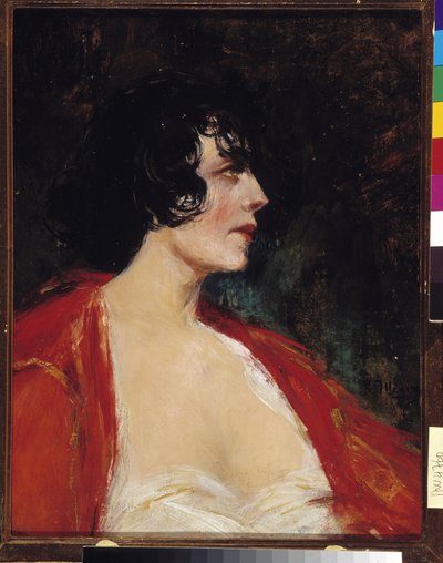 Portrett av kvinne i den røde blusen Maleri av Raymond Allegre (1857-1933) 20. århundre Obligatorisk omtale: Collection fondation regards de Provence, Marseille av Raymond Allegre