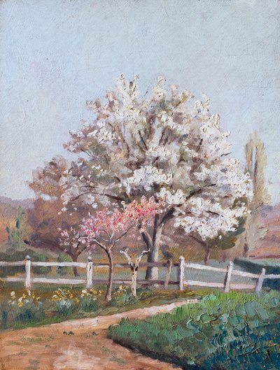 Kirsebærblomster, ca. 1930-tallet (olje på tre) av Raymond Bonnefon