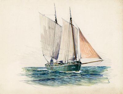 Gabare (eller gabarre) (gouache på papir) av Raymond Bonnefon