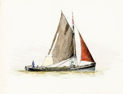 Gabare ved Gironde-elvemunningen (gouache og kull på papir) av Raymond Bonnefon