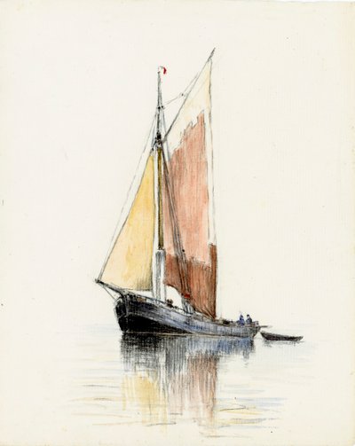 Gabare ved Gironde-elvemunningen (gouache, kull og blyant på papir) av Raymond Bonnefon