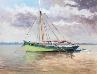Gouache for anker i Gironde-elvemunningen (gouache på papir) av Raymond Bonnefon