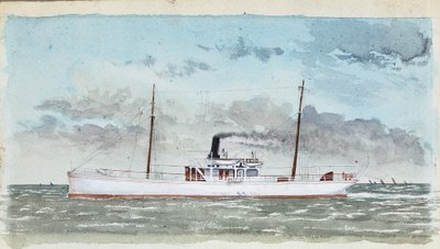 Dampyacht (gouache på papir) av Raymond Bonnefon