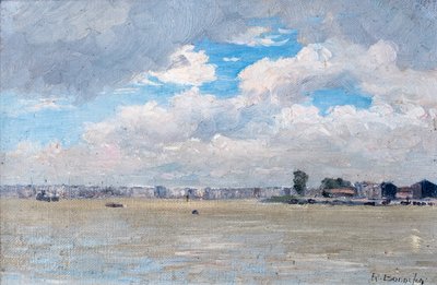 Utsikt over havnen i Bordeaux (olje på lerret) av Raymond Bonnefon