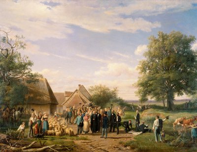 Napoleon III besøker gården Coudray i Sologne Maleri av Raymond Esbrat (1809-1856) 1800-tallets Orleans. Museum of Fine Arts av Raymond Esbrat