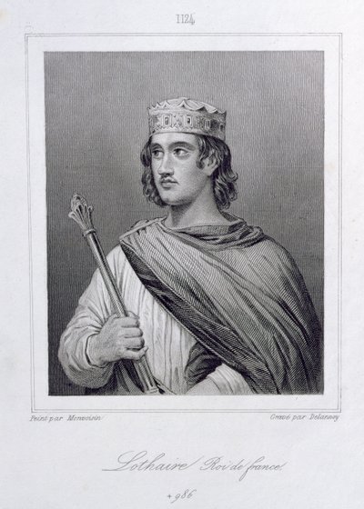 Lothair (941-986) Konge av Frankrike, gravert av Delannoy av Raymond Quinsac Monvoisin