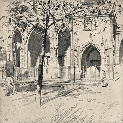 Fasade til kirken St Germain-lAuxerrois, 1915 av Raymond Ray Jones