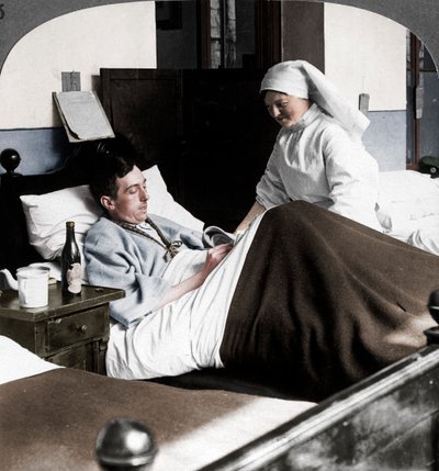 En soldat som skriver et brev på sykehus, første verdenskrig, 1914-1918 av Realistic Travels Publishers