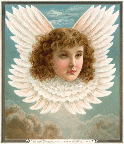 Englehode i vinger (chromolitho) av Rebecca Coleman