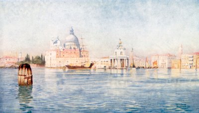 Inngangen til Canal Grande (fargelitografi) av Reginald Barratt