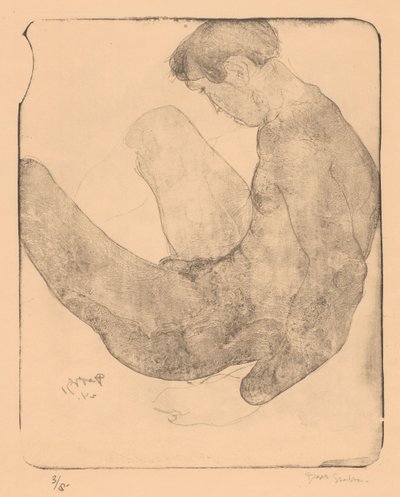 Naken mann med hevede knær av Reijer Stolk (signed by artist)
