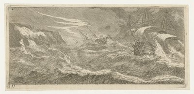 Sailing Ships in a Sea Storm Divers Embarquements et autre Faicts (serietittel) Diverse Ombordstigninger og lignende (serietittel) av Reinier Nooms