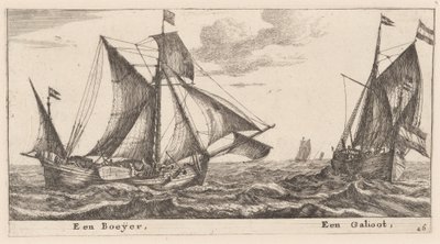 En Boeier og en Galliot av Reinier Nooms, called Zeeman