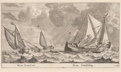 En Damschuit og en "Smalschip" av Reinier Nooms, called Zeeman