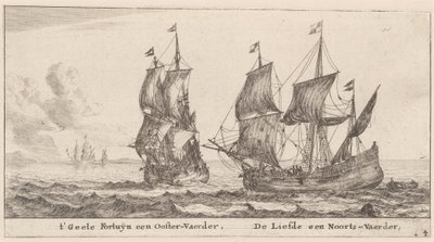 To handelsmenn: "Geele Fortuÿn," Trading in the Baltic, og "Liefde," Trading in Norway av Reinier Nooms, called Zeeman