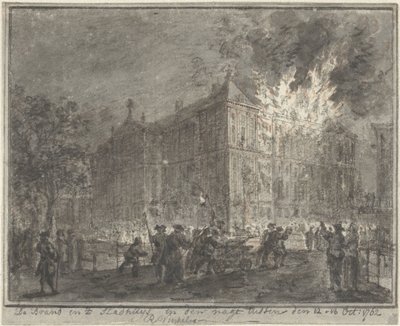 Brann i rådhuset i Amsterdam, 1762 av Reinier Vinkeles (I)