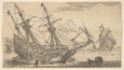 A Merchant Man Careened for Caulking the Hull, 1600-tallet. av Reinier Zeeman