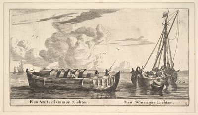 En Amsterdam Lighter og en Wieringer, 1600-tallet. av Reinier Zeeman