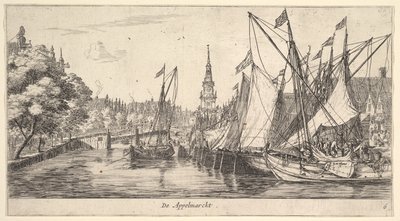 De Appelmarckt The Apple Market, fra Views in Amsterdam, plate 6, ca. 165962 . av Reinier Zeeman