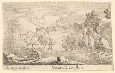Veüe de Conflans, midten av 1600-tallet. av Reinier Zeeman