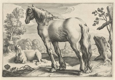 Landskap med to hester Diversa Animalia Quadrupedia (serietittel) av Reinier van Persijn