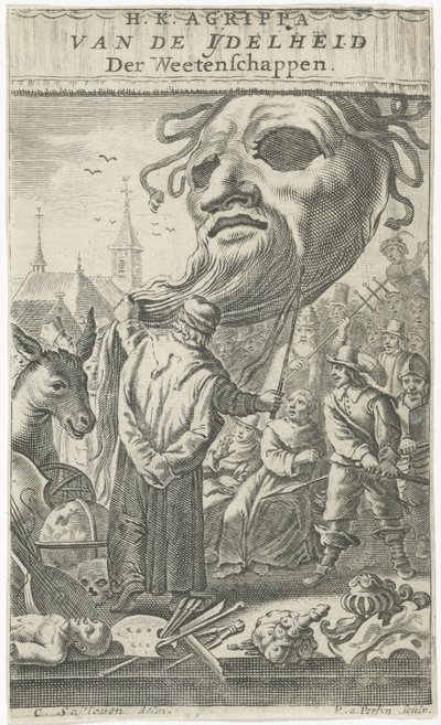 Tegneserie om kunst Tittelside for: J. Oudaen, Agrippa, From the Vanity of Sciences, 1661 av Reinier van Persijn