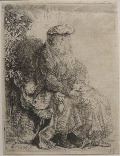 «Abraham kjærtegner Isaac», etsning av Rembrandt, Honolulu Museum of Art av Rembrandt