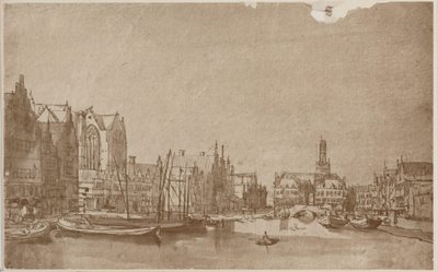 Anonym Rokin Amsterdam sett mot Damsplassen av Rembrandt