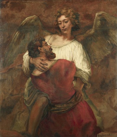 Jakob bryter med engelen av Rembrandt