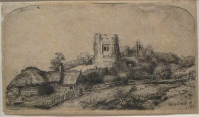 Landskap med et firkantet tårn av Rembrandt