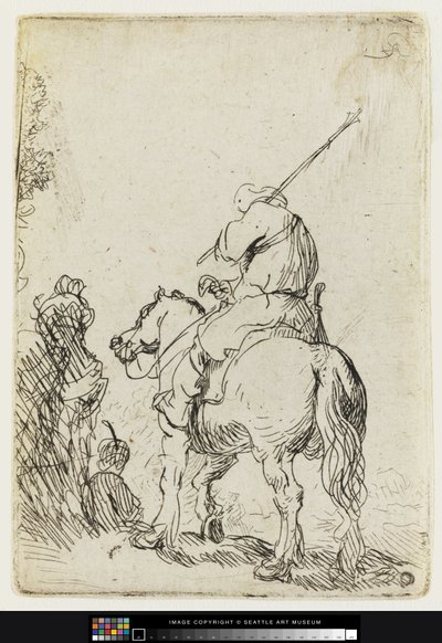 En turbanesoldat til hest, ca. 1632 (Etsing) av Rembrandt van Rijn