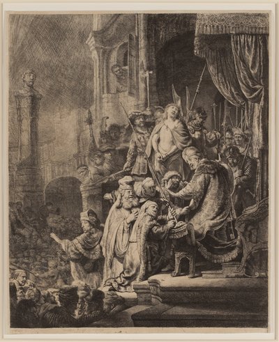 Kristus før Pilatus: Stor tallerken av Rembrandt van Rijn