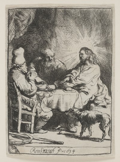 Kristus ved Emmaus: The Smaller Plate av Rembrandt van Rijn