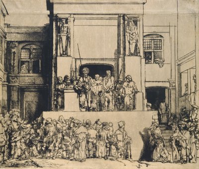 Kristus presenterte for folket: avlang plate av Rembrandt van Rijn